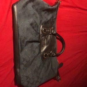 Coach grey metallic logo signature large purse